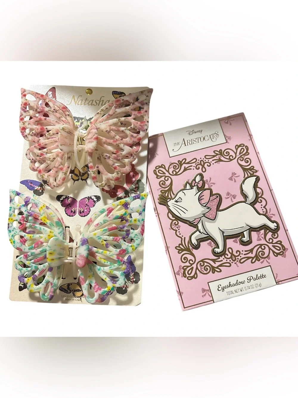 Butterfly Hair Clips Set & Makeup Palette Bundle